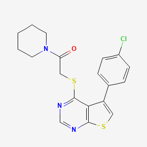 molecular formula C19H18ClN3OS2 B3560827 2-{[5-(4-Chlorophenyl)thieno[2,3-d]pyrimidin-4-yl]sulfanyl}-1-(piperidin-1-yl)ethanone 