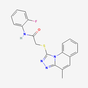 molecular formula C19H15FN4OS B3560829 N-(2-fluorophenyl)-2-[(4-methyl[1,2,4]triazolo[4,3-a]quinolin-1-yl)thio]acetamide 