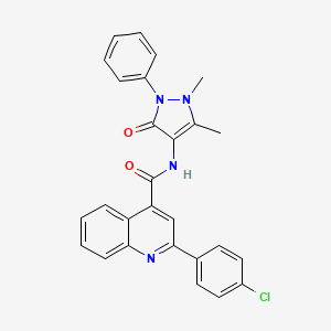 molecular formula C27H21ClN4O2 B3560852 2-(4-chlorophenyl)-N-(1,5-dimethyl-3-oxo-2-phenyl-2,3-dihydro-1H-pyrazol-4-yl)-4-quinolinecarboxamide 