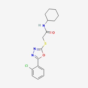 molecular formula C16H18ClN3O2S B3560857 2-{[5-(2-chlorophenyl)-1,3,4-oxadiazol-2-yl]sulfanyl}-N-cyclohexylacetamide 