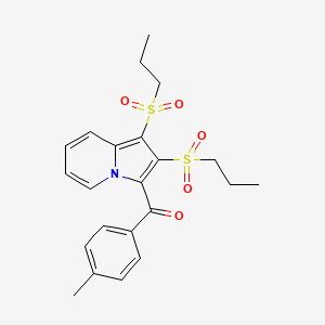 molecular formula C22H25NO5S2 B3560865 [1,2-Bis(propylsulfonyl)indolizin-3-yl](4-methylphenyl)methanone 