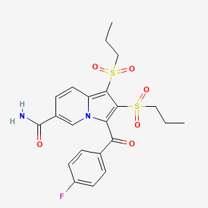 molecular formula C22H23FN2O6S2 B3560880 3-(4-FLUOROBENZOYL)-1,2-BIS(PROPANE-1-SULFONYL)INDOLIZINE-6-CARBOXAMIDE 