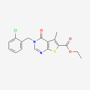 molecular formula C17H15ClN2O3S B3560903 ethyl 3-(2-chlorobenzyl)-5-methyl-4-oxo-3,4-dihydrothieno[2,3-d]pyrimidine-6-carboxylate 