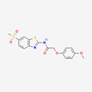 2-(4-methoxyphenoxy)-N-(6-methylsulfonyl-1,3-benzothiazol-2-yl)acetamide