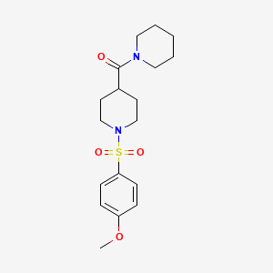 molecular formula C18H26N2O4S B3560966 1-[(4-methoxyphenyl)sulfonyl]-4-(1-piperidinylcarbonyl)piperidine 