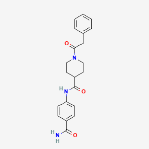 molecular formula C21H23N3O3 B3561071 N-(4-carbamoylphenyl)-1-(2-phenylacetyl)piperidine-4-carboxamide 