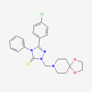 molecular formula C22H23ClN4O2S B3561072 5-(4-chlorophenyl)-2-(1,4-dioxa-8-azaspiro[4.5]dec-8-ylmethyl)-4-phenyl-2,4-dihydro-3H-1,2,4-triazole-3-thione 