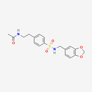 molecular formula C18H20N2O5S B3561074 N-[2-(4-{[(2H-1,3-BENZODIOXOL-5-YL)METHYL]SULFAMOYL}PHENYL)ETHYL]ACETAMIDE 