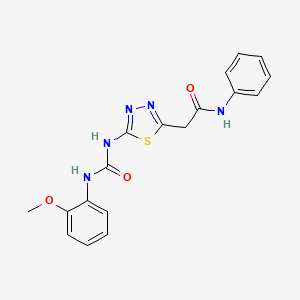 molecular formula C18H17N5O3S B3561113 2-(5-{[(2-methoxyphenyl)carbamoyl]amino}-1,3,4-thiadiazol-2-yl)-N-phenylacetamide 