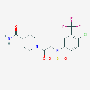 molecular formula C16H19ClF3N3O4S B3561160 1-[N-[4-chloro-3-(trifluoromethyl)phenyl]-N-(methylsulfonyl)glycyl]-4-piperidinecarboxamide 