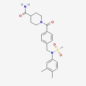 molecular formula C23H29N3O4S B3561220 1-(4-{[N-(3,4-DIMETHYLPHENYL)METHANESULFONAMIDO]METHYL}BENZOYL)PIPERIDINE-4-CARBOXAMIDE 