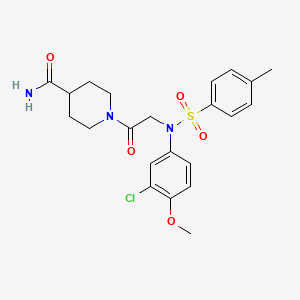 molecular formula C22H26ClN3O5S B3561226 1-{N-(3-chloro-4-methoxyphenyl)-N-[(4-methylphenyl)sulfonyl]glycyl}-4-piperidinecarboxamide 