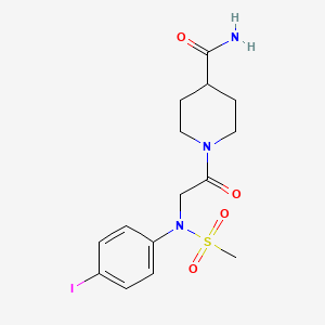 molecular formula C15H20IN3O4S B3561228 1-[N-(4-iodophenyl)-N-(methylsulfonyl)glycyl]-4-piperidinecarboxamide 