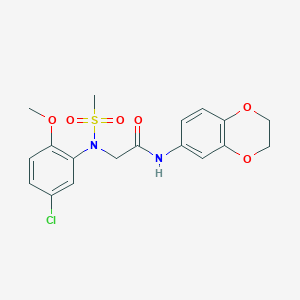 molecular formula C18H19ClN2O6S B3561241 2-(5-chloro-2-methoxy-N-methylsulfonylanilino)-N-(2,3-dihydro-1,4-benzodioxin-6-yl)acetamide 