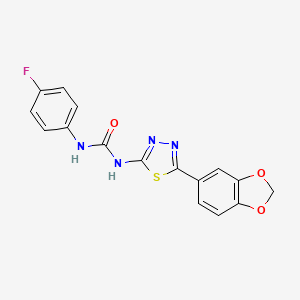 molecular formula C16H11FN4O3S B3561243 1-[5-(1,3-Benzodioxol-5-yl)-1,3,4-thiadiazol-2-yl]-3-(4-fluorophenyl)urea 