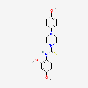 molecular formula C20H25N3O3S B3561321 N-(2,4-DIMETHOXYPHENYL)-4-(4-METHOXYPHENYL)TETRAHYDRO-1(2H)-PYRAZINECARBOTHIOAMIDE 