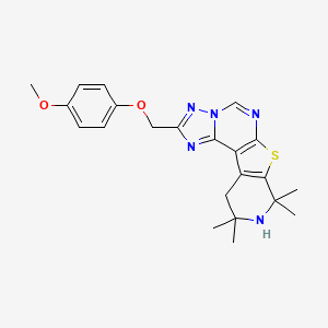 molecular formula C22H25N5O2S B3561343 4-[(4-methoxyphenoxy)methyl]-12,12,14,14-tetramethyl-10-thia-3,5,6,8,13-pentazatetracyclo[7.7.0.02,6.011,16]hexadeca-1(9),2,4,7,11(16)-pentaene 