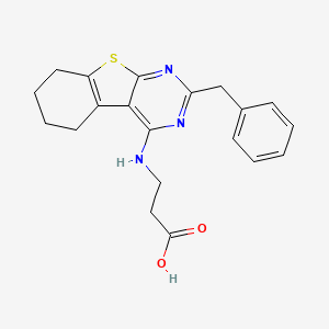 molecular formula C20H21N3O2S B3561391 3-{[2-Benzyl-5,6,7,8-tetrahydrobenzo[b]thiopheno[3,2-e]pyrimidin-4-yl]amino}pr opanoic acid 