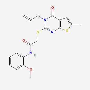 molecular formula C19H19N3O3S2 B3561413 N-(2-methoxyphenyl)-2-(6-methyl-4-oxo-3-prop-2-enylthieno[2,3-d]pyrimidin-2-yl)sulfanylacetamide 