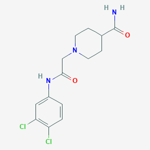 molecular formula C14H17Cl2N3O2 B3561442 1-{[(3,4-Dichlorophenyl)carbamoyl]methyl}piperidine-4-carboxamide 