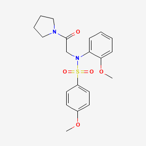 molecular formula C20H24N2O5S B3561464 4-methoxy-N-(2-methoxyphenyl)-N-[2-oxo-2-(1-pyrrolidinyl)ethyl]benzenesulfonamide 