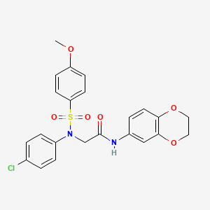 molecular formula C23H21ClN2O6S B3561501 N~2~-(4-chlorophenyl)-N~1~-(2,3-dihydro-1,4-benzodioxin-6-yl)-N~2~-[(4-methoxyphenyl)sulfonyl]glycinamide 