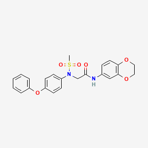 molecular formula C23H22N2O6S B3561515 N-(2,3-dihydro-1,4-benzodioxin-6-yl)-2-(N-methylsulfonyl-4-phenoxyanilino)acetamide 