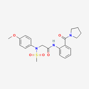 molecular formula C21H25N3O5S B3561523 N~2~-(4-methoxyphenyl)-N~2~-(methylsulfonyl)-N~1~-[2-(1-pyrrolidinylcarbonyl)phenyl]glycinamide 