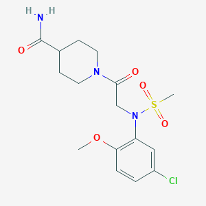 molecular formula C16H22ClN3O5S B3561534 1-[N-(5-chloro-2-methoxyphenyl)-N-(methylsulfonyl)glycyl]piperidine-4-carboxamide 