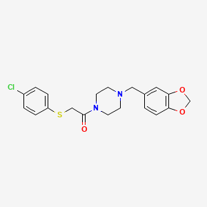 molecular formula C20H21ClN2O3S B3561549 1-(1,3-benzodioxol-5-ylmethyl)-4-{[(4-chlorophenyl)thio]acetyl}piperazine 