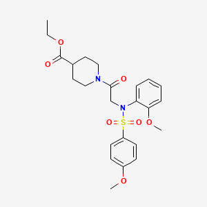 molecular formula C24H30N2O7S B3561557 ethyl 1-{N-(2-methoxyphenyl)-N-[(4-methoxyphenyl)sulfonyl]glycyl}-4-piperidinecarboxylate 