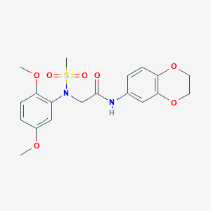 molecular formula C19H22N2O7S B3561569 N~1~-(2,3-dihydro-1,4-benzodioxin-6-yl)-N~2~-(2,5-dimethoxyphenyl)-N~2~-(methylsulfonyl)glycinamide 