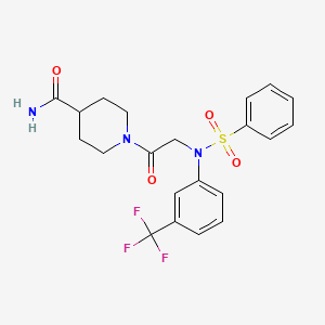 1-[2-[N-(benzenesulfonyl)-3-(trifluoromethyl)anilino]acetyl]piperidine-4-carboxamide