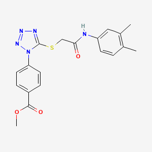 molecular formula C19H19N5O3S B3561604 METHYL 4-[5-({[(3,4-DIMETHYLPHENYL)CARBAMOYL]METHYL}SULFANYL)-1H-1,2,3,4-TETRAZOL-1-YL]BENZOATE 