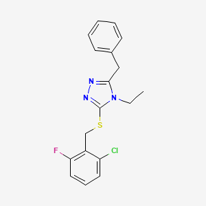 molecular formula C18H17ClFN3S B3561608 3-benzyl-5-[(2-chloro-6-fluorobenzyl)thio]-4-ethyl-4H-1,2,4-triazole 