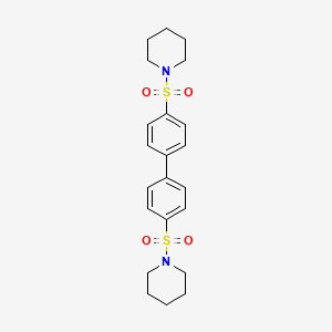 molecular formula C22H28N2O4S2 B3561658 1-{[4'-(Piperidine-1-sulfonyl)-[1,1'-biphenyl]-4-yl]sulfonyl}piperidine 