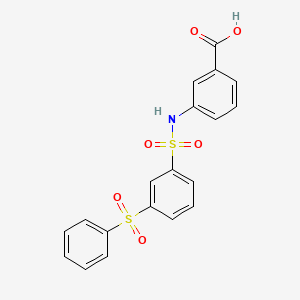 molecular formula C19H15NO6S2 B3561683 3-({[3-(phenylsulfonyl)phenyl]sulfonyl}amino)benzoic acid 