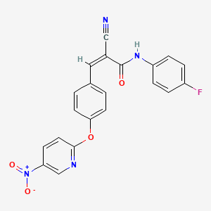 2-cyano-N-(4-fluorophenyl)-3-{4-[(5-nitro-2-pyridinyl)oxy]phenyl}acrylamide