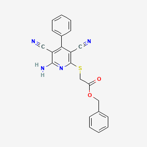 molecular formula C22H16N4O2S B3561748 benzyl [(6-amino-3,5-dicyano-4-phenyl-2-pyridinyl)thio]acetate 