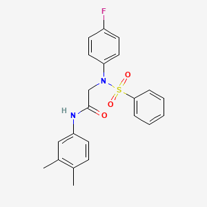 molecular formula C22H21FN2O3S B3561749 N~1~-(3,4-dimethylphenyl)-N~2~-(4-fluorophenyl)-N~2~-(phenylsulfonyl)glycinamide 