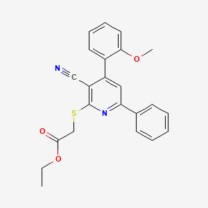 molecular formula C23H20N2O3S B3561755 ETHYL 2-{[3-CYANO-4-(2-METHOXYPHENYL)-6-PHENYLPYRIDIN-2-YL]SULFANYL}ACETATE 