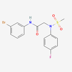 molecular formula C15H14BrFN2O3S B3561787 N-(3-bromophenyl)-2-(4-fluoro-N-methylsulfonylanilino)acetamide 