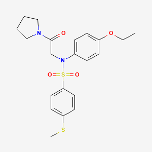 molecular formula C21H26N2O4S2 B3561795 N-(4-ethoxyphenyl)-4-(methylthio)-N-[2-oxo-2-(1-pyrrolidinyl)ethyl]benzenesulfonamide 