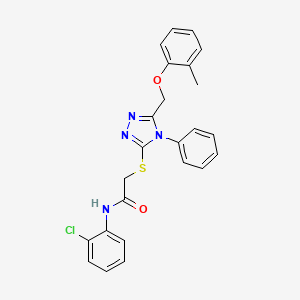 molecular formula C24H21ClN4O2S B3561833 N-(2-chlorophenyl)-2-({5-[(2-methylphenoxy)methyl]-4-phenyl-4H-1,2,4-triazol-3-yl}thio)acetamide 