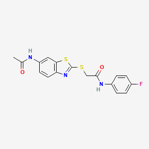 molecular formula C17H14FN3O2S2 B3561841 2-[(6-acetamido-1,3-benzothiazol-2-yl)sulfanyl]-N-(4-fluorophenyl)acetamide 