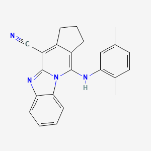 molecular formula C23H20N4 B3561925 11-[(2,5-dimethylphenyl)amino]-2,3-dihydro-1H-cyclopenta[4,5]pyrido[1,2-a]benzimidazole-4-carbonitrile 