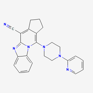 molecular formula C24H22N6 B3561931 11-[4-(2-PYRIDYL)PIPERAZINO]-2,3-DIHYDRO-1H-CYCLOPENTA[4,5]PYRIDO[1,2-A][1,3]BENZIMIDAZOL-4-YL CYANIDE 