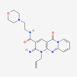 molecular formula C21H24N6O3 B3561941 6-imino-N-(2-morpholin-4-ylethyl)-2-oxo-7-prop-2-enyl-1,7,9-triazatricyclo[8.4.0.03,8]tetradeca-3(8),4,9,11,13-pentaene-5-carboxamide CAS No. 618383-59-8