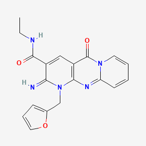 molecular formula C19H17N5O3 B3561952 N-ethyl-7-[(furan-2-yl)methyl]-6-imino-2-oxo-1,7,9-triazatricyclo[8.4.0.0^{3,8}]tetradeca-3(8),4,9,11,13-pentaene-5-carboxamide 