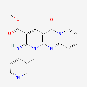 molecular formula C19H15N5O3 B3561966 methyl 6-imino-2-oxo-7-(pyridin-3-ylmethyl)-1,7,9-triazatricyclo[8.4.0.03,8]tetradeca-3(8),4,9,11,13-pentaene-5-carboxylate CAS No. 510761-44-1